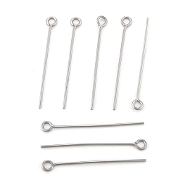Honeyhandy 304 Stainless Steel Eye Pin, Stainless Steel Color, 30mm, Hole: 2mm, Pin: 0.7mm