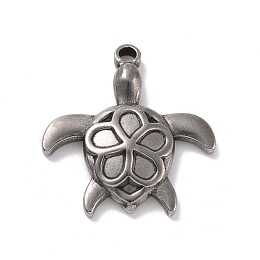 Honeyhandy 304 Stainless Steel Pendants, Sea Turtle, Stainless Steel Color, 26x24x3.5mm, Hole: 2.5mm