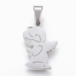 Honeyhandy 304 Stainless Steel Pendants, Praying Angel, Stainless Steel Color, 20x13.5x2.1mm, Hole: 4x7mm