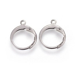 Honeyhandy 304 Stainless Steel Leverback Earring Findings, with Loop, Stainless Steel Color, 14.5x12.5x2mm, Hole: 1.2mm