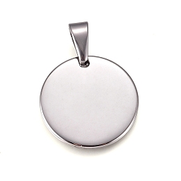 Honeyhandy 304 Stainless Steel Pendants, Stamping Blank Tag, Flat Round, Stainless Steel Color, 25x1.5mm, Hole: 10x4.5mm