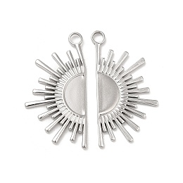 Honeyhandy Non-Tarnish 304 Stainless Steel Pendants, Half Sun Charm, Stainless Steel Color, 33x18x1.5mm, Hole: 3mm