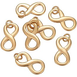 CHGCRAFT 10pcs Infinity Pendants with Jump Ring 304 Stainless Steel Infinity Charms Infinity Dangle Pendants for Necklace Bracelet Jewelry Making 20.5x10.5x2mm, Golden