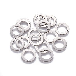 Honeyhandy 201 Stainless Steel Links connectors, Ring, Stainless Steel Color, 16x1mm, Hole: 1.4mm