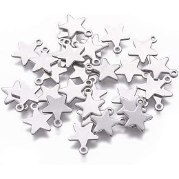 UNICRAFTALE 200pcs Blank Star Pendants Stainless Steel Dangle Charms Smooth Pendant for Necklace DIY Jewelry Making 10x8x0.8mm