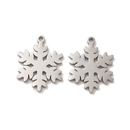 Honeyhandy 304 Stainless Steel Pendants, Christmas Snowflake Charms, Stainless Steel Color, 19x15x1.4mm, Hole: 1.4mm