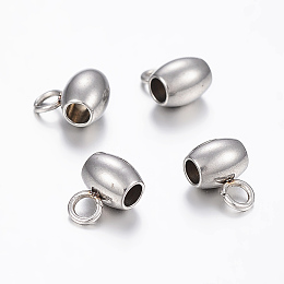 Honeyhandy 304 Stainless Steel Tube Bails, Loop Bails, Barrel Bail Beads, Stainless Steel Color, 7x5x4mm, Hole: 2mm, Inner Diameter: 2mm.