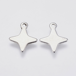 Honeyhandy 201 Stainless Steel Charms, Star, Stainless Steel Color, 13.5x11x0.6mm, Hole: 1mm