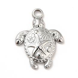 Honeyhandy 201 Stainless Steel Pendants, Tortoise with Starfish Charms, Stainless Steel Color, 23.5x18x3mm, Hole: 3mm