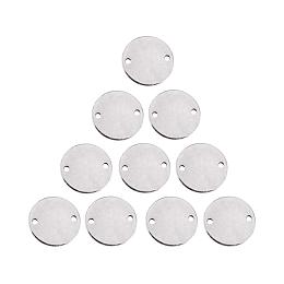 PandaHall Elite 20 pcs 16mm(0.6") 304 Stainless Steel Flat Round Blank Tag Link Connectors for Earring Bracelet Necklace Jewelry Making, Stainless Steel Color