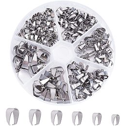 UNICRAFTALE About 300pcs 6 Sizes Snap On Bails Pinch Bails Clasp Golden Stainless Steel Bails Pendant Connector Findings for Pendant Necklace Jewelry Making Stainless Steel Color 8-14mm