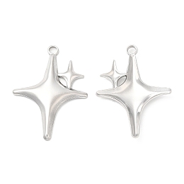 Honeyhandy 304 Stainless Steel Pendants, Star Charm, Stainless Steel Color, 36x26x3mm, Hole: 3mm