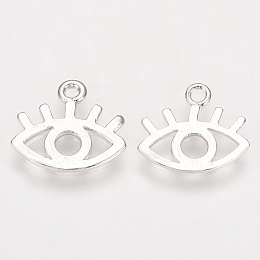 Honeyhandy Brass Charms, Nickel Free, Real Platinum Plated, Eye, 11.5x13x1mm, Hole: 1mm