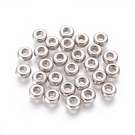 Honeyhandy CCB Plastic Beads, Rondelle, Platinum, 6x2.5mm, Hole: 2mm