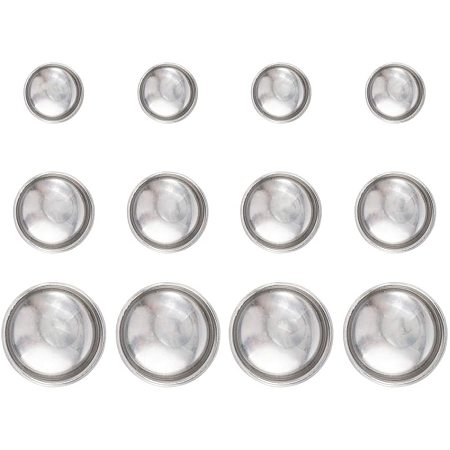 NBEADS DIY Cabochons Findings Set, Including 60 Pcs 14mm/20mm/26mm Flat Round 304 Stainless Steel Cabochon Settings and 60 Pcs Transparent Glass Cabochons for Photo Crafts DIY Jewelry Making