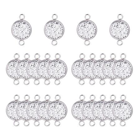 PandaHall Elite 30 pcs 12mm 304 Stainless Steel Circle Pendant Trays Connector Charms with 30 pcs 12mm Resin Cabochons for Crafting DIY Jewelry Making
