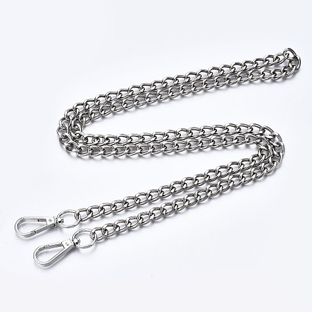 Honeyhandy Bag Chains Straps, Iron Curb Link Chains, with Alloy Swivel Clasps, for Bag Replacement Accessories, Platinum, 1200x10mm