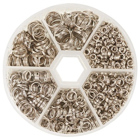 PandaHall Elite Platinum Iron Split Rings Diameter 4-10mm Double Loop Jump Ring for Jewelry Making, about 900pcs/box