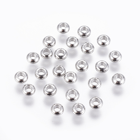 Honeyhandy Brass Spacer Beads, Rondelle, Platinum, 4x2mm, Hole: 2mm