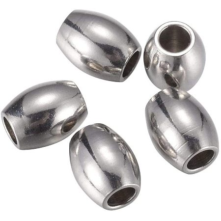 Pandahall Elite 100pcs 1.8mm Hole Barrel Bead Loose Bead Stainless Steel Spacer Beads Metal Spacer Beads Slider Beading Spacers Steel Beads Finding for DIY Bracelet Necklace Jewelry Making 5x4mm