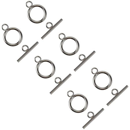 UNICRAFTALE 10 Sets 304 Stainless Steel Bar and Ring Toggle Clasps Jewelry Components End Clasps Toggle Clasps Connectors for Bracelet Necklace Jewelry Making