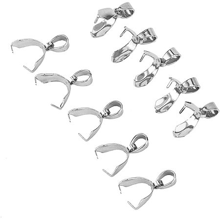 UNICRAFTALE 10pcs 304 Stainless Steel Pendant Pinch Bails Pinch Clip Bail Clasp Dangle Charm Bead Pendant Connector Findings for Jewelry Pendant Making 18mm Long,Hole 6x3.5mm