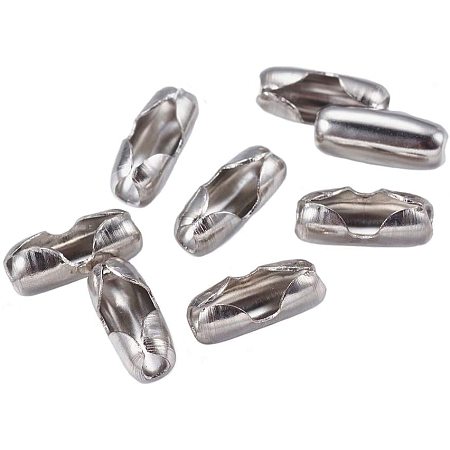 UNICRAFTALE 100pcs Stainless Steel Ball Chain Connectors Silver Tones Cord Ends Clasps Metal Links for Bracelet Jewelry Necklace Making 10~11x4~4.5mm, Hole 2mm
