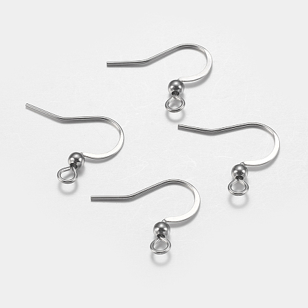 304 Stainless Steel French Earring Hooks, Flat Earring Hooks, Stainless Steel Color, 16x19x3mm, Hole: 2mm; Pin: 0.6mm