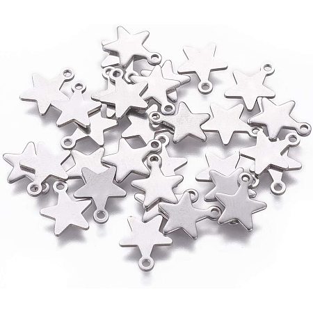 UNICRAFTALE 200pcs Blank Star Pendants Stainless Steel Dangle Charms Smooth Pendant for Necklace DIY Jewelry Making 10x8x0.8mm