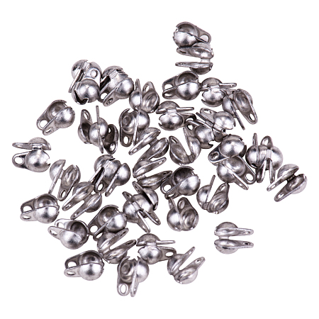 PandaHall Elite Jewelry Making Components 304 Stainless Steel Bead Tips 6mm Beads Caps 50pcs a Bag