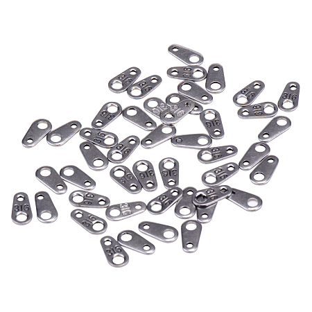 PandaHall Elite 304 Stainless Steel Chain Tags for Attaching Clasps Size 8x4mm 50pcs/bag