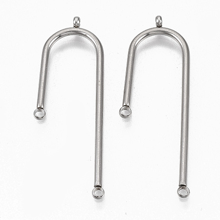 Honeyhandy 304 Stainless Steel Asymmetric Length Chandelier Component Links, 3 Loop Connectors, Arch, Stainless Steel Color, 39.5x14x1.5mm, Hole: 1.5mm