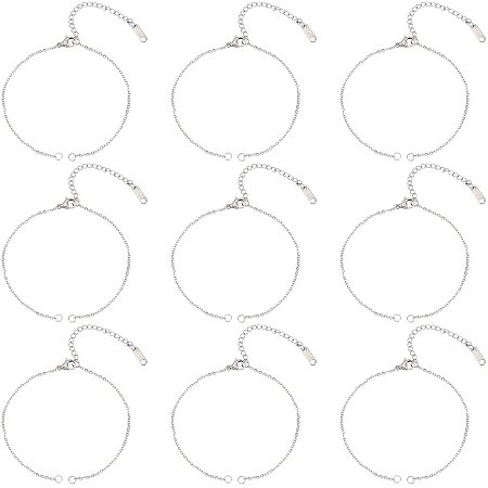 UNICRAFTALE 14pcs Stainless Steel Cable Chain 18cm Long Adjustable Stainless Steel Color Chain with Jump Rings, 16mm Extension Chain and Lobster Claw Clasps Minimalist Chain Bracelet Wrist Chain