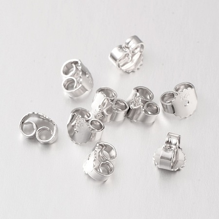 PandaHall Elite 925 Sterling Silver Earnuts Size 6.3x5.4x4.2mm Platinum 10 Set a Pack for Jewelry Findings