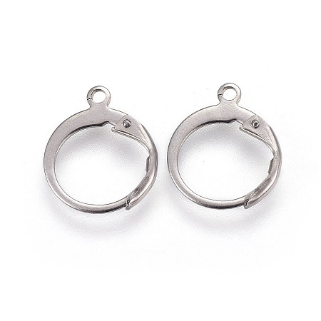 Honeyhandy 304 Stainless Steel Leverback Earring Findings, with Loop, Stainless Steel Color, 14.5x12.5x2mm, Hole: 1.2mm