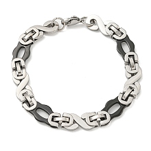 Honeyhandy Two Tone 304 Stainless Steel Oval & Infinity Link Chain Bracelet, Black, 9-1/8 inch(23.1cm), Wide: 11mm