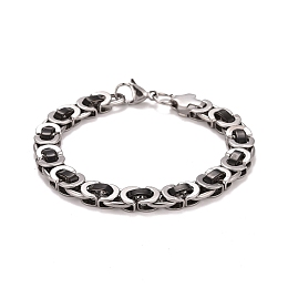 Honeyhandy 304 Stainless Steel Byzantine Chains Bracelet, Two Tone Highly Sturdy Bracelet for Men Women, Electrophoresis Black & Stainless Steel Color, 7-3/4 inch(19.7cm)