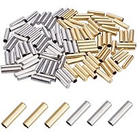 Pandahall Elite 100pcs 2 Colors 18x4mm Brass Tube Beads Ring Macrame Bead Spacer Beads with 4mm Hole for DIY Sewing Craft and Macrame Wall Hanging Plant Holder Craft, Golden/Silver