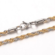 Honeyhandy 304 Stainless Steel Rope Chain Necklaces, with Lobster Claw Clasps, Golden & Stainless Steel Color, 23.7 inch(60.1cm), 3mm