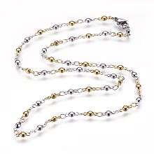 Honeyhandy 304 Stainless Steel Chain Necklaces, with Lobster Claw Clasps, Flat Round, Golden & Stainless Steel Color, 17.9 inch(45.5cm)