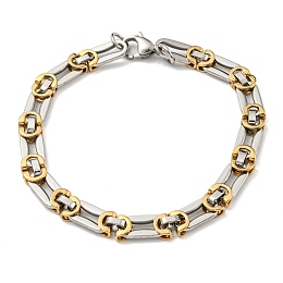 Honeyhandy Ion Plating(IP) Two Tone 304 Stainless Steel Oval Link Chain Bracelet, Golden & Stainless Steel Color, 8-7/8 inch(22.6cm), Wide: 7mm