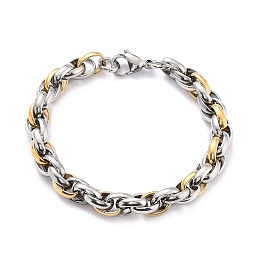 Honeyhandy 304 Stainless Steel Rope Chain Bracelet for Men Women, Two-tone Bracelet, Golden & Stainless Steel Color, 7-5/8 inch(19.5cm)