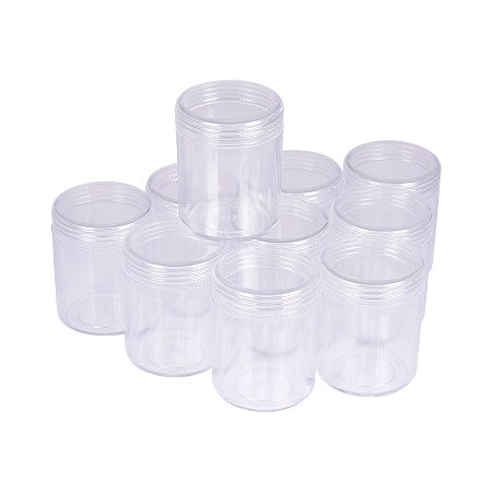 ARRICRAFT About 24oz 12pcs Column Clear Empty Plastic Cosmetic Samples Container Pot Jars with Screw Lids for DIY Diamond, Beads and Other Small Items (39x50mm)