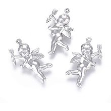 UNICRAFTALE 20pcs Angel Cupid Matte Pendants Stainless Steel Pendants Silver Tone Small Hole Dangle Charm for DIY Necklace Bracelet Jewelry Making 29x16.5x5mm, Hole 0.8mm