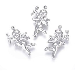 UNICRAFTALE 100pcs Angel Cupid Matte Pendants Stainless Steel Pendants Small Hole Dangle Charm for DIY Necklace Bracelet Jewelry Making 29x16.5x5mm