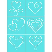 OLYCRAFT 2 Pcs Self-Adhesive Silk Screen Printing Stencil Heart Pattern Mesh Transfer Silk Screen Stencils for Painting on Wood and DIY T-Shirt Fabric Decoration - 7x5 inch