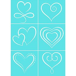 OLYCRAFT 2 Pcs Self-Adhesive Silk Screen Printing Stencil Heart Pattern Mesh Transfer Silk Screen Stencils for Painting on Wood and DIY T-Shirt Fabric Decoration - 7x5 inch