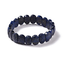 Honeyhandy Natural Lapis Lazuli Oval Beaded Stretch Bracelet, Gemstone Jewelry for Women, Inner Diameter: 2-1/8 inch(5.4~5.5cm)