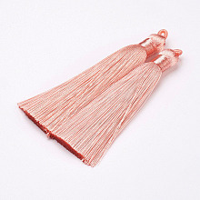 Honeyhandy Nylon Tassels Big Pendant Decorations, PeachPuff, 83~92x9~10mm, Hole: 1.5~4mm