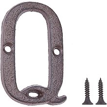 GORGECRAFT 2PCS Cast Iron Door Letter 2.95 Inch Rustic Metal Home Address Letters Mailbox Numbers with Matching Screws, Letter Q